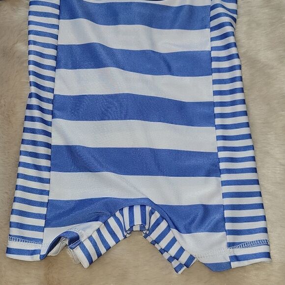 VINEYARD VINES BLUE AND WHITE STRIPED WHALE ONE-PIECE RASHGUARD SWIMSUIT - Picture 6 of 10